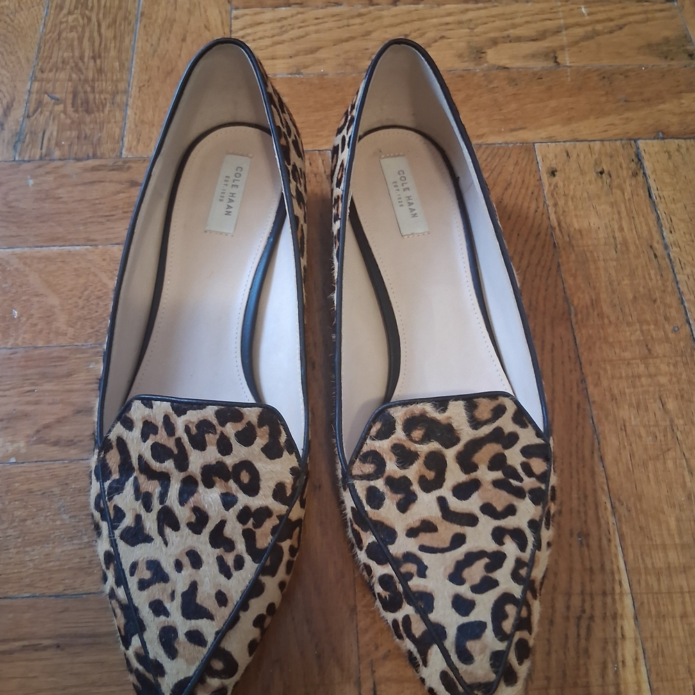 Cole Haan Leopard Animal Print Calf Hair Women's Loafers Pointy